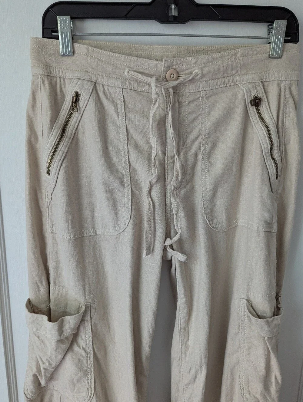 American Eagle Dreamy Drape Baggy Wide Leg Pants Linen Blend Gorpcore 4 Short - Picture 3 of 9